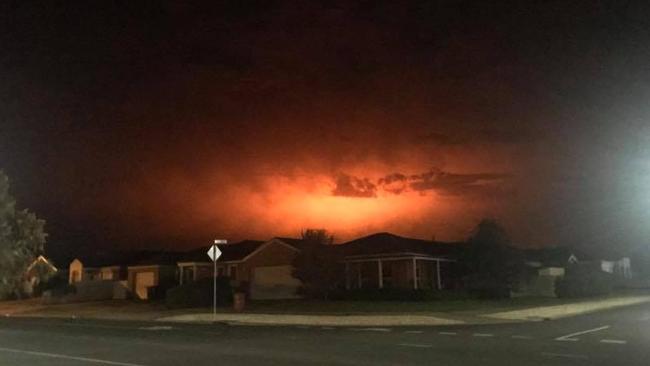 The glow of the Terang fire is visible from Warrnambool. Picture: Sonia Broderick/Facebook