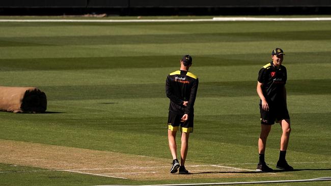 The pitch that forced the match to be abandoned. Picture: AAP Image/Sean Garnsworthy