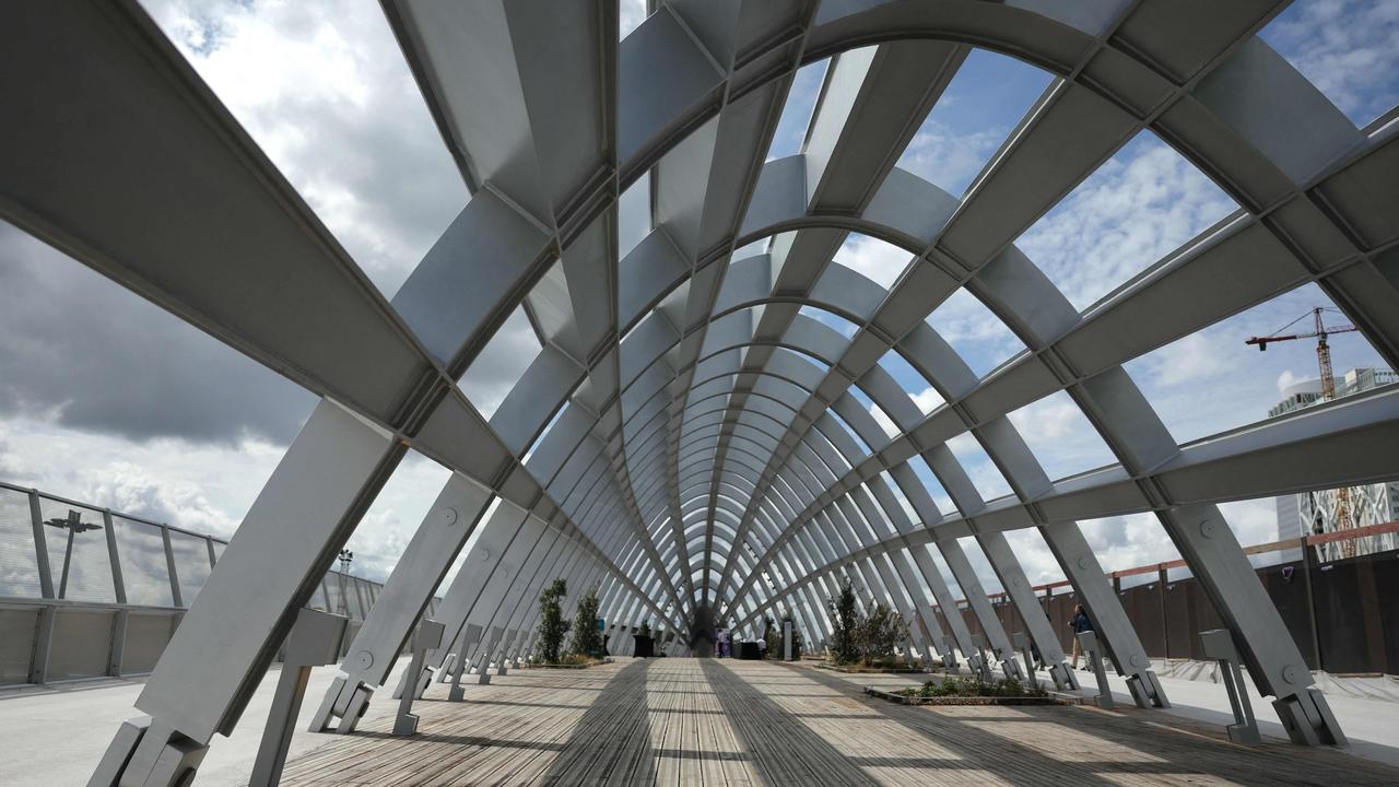 A newly built footbridge connects the Village to Olympic venues where the athletes will compete. Picture: Thomas Samson / AFP