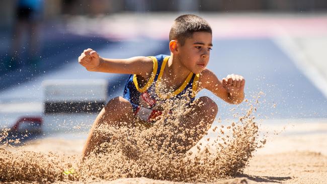 There was plenty of action in the U9 long jump competition from this little winner.