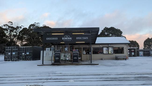 A dusting of snow at Great Lake Hotel in Tasmania's Central Highlands. Picture: Facebook