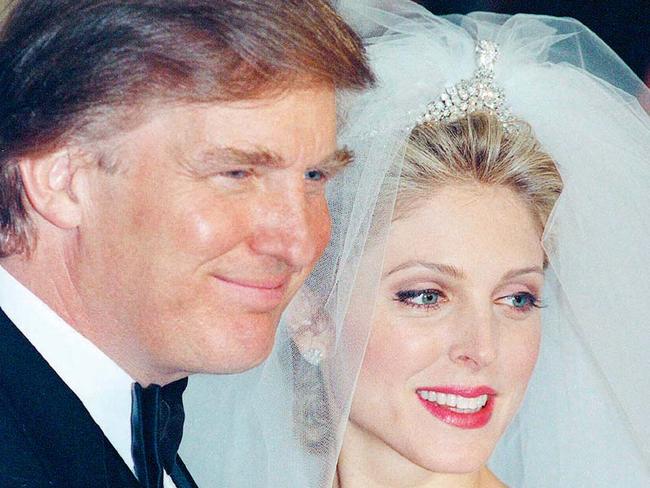 Donald Trump and Marla Maples at their wedding in 1997. Picture: AP