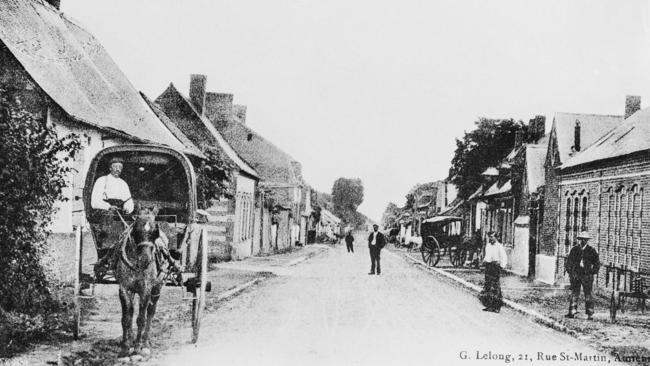 A pre-war photograph of Pozieres, looking along the main road through the village. Picture: Australian War Memorial