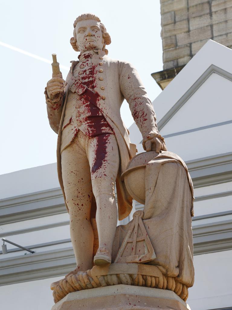 The Captain Cook statue in Sydney’s Randwick is subject to constant public vandalism. Picture: Richard Dobson