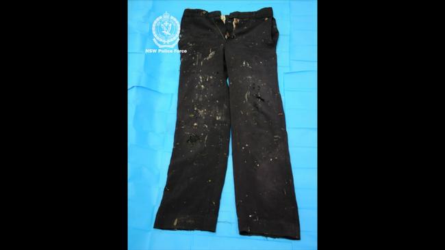 Pictured is a dark-coloured trouser located during the search. Picture: NSW Police