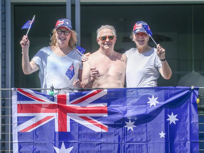 Penny Campbell, Ian MacPherson and Verity Noble enjoy Australia Day on the Gold Coast. Picture: Glenn Campbell