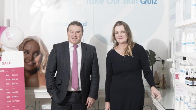 API CEO Richard Vincent and Clearskincare Clinics founder Dr Philippa McCaffery. Picture: Nic Walker