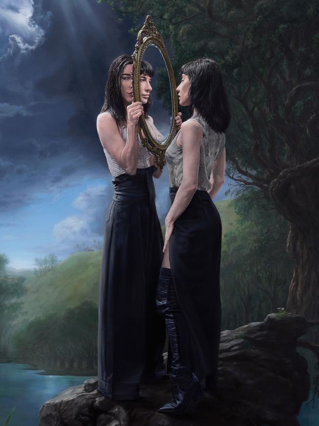 Brisbane Portrait Prize entry of the Veronicas by Joel Rea.