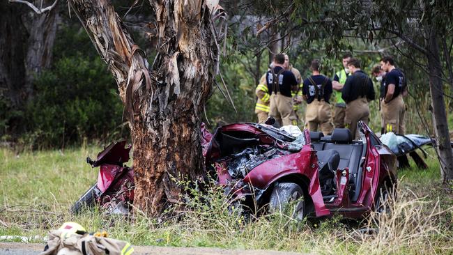 The scene of the crash. Picture: CHRIS KIDD