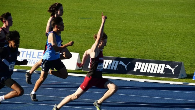 Winning again - St Benedict’s College sprint ace Ned Amorsen.