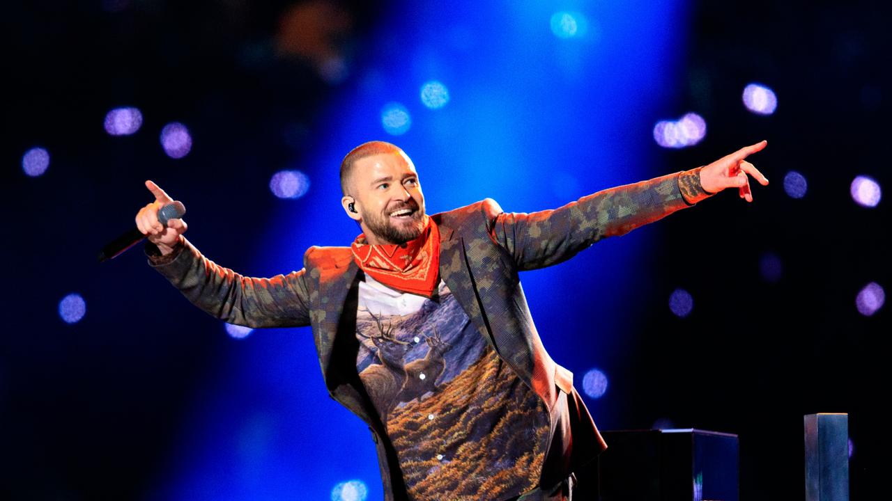 2018: Welcomed back to the Super Bowl stage after his controversial 2004 appearance with Janet Jackson, Justin Timberlake headlined the show in Minneapolis. Picture: Christopher Polk/Getty Images