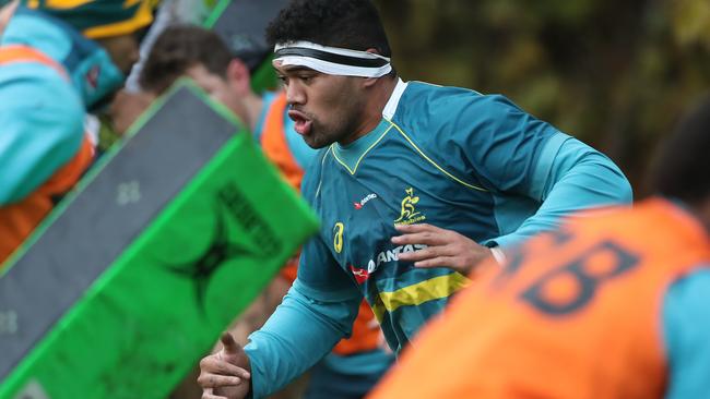 Jordan Uelese of Australia during a training session at Peffermill Playing Fields.