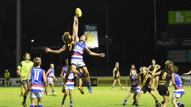 Action from the SANFL Development Leagues under-13 and under-14 boys games between Glenelg and Central District earlier this month. Picture: Glenelg Football Club