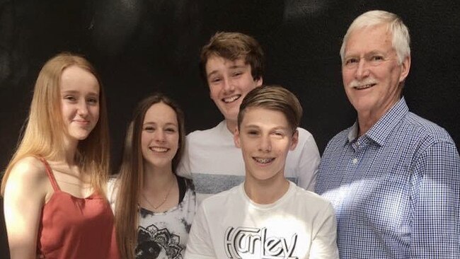 Roger with his four grandchildren Auburn, Jess, Darcy and James.