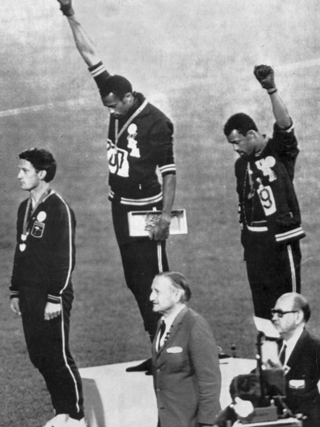 Australian athlete Peter Norman during the 200m medal ceremony at the 1968 Olympics, with fellow African-American athletes John Carlos and Tommie Smith. It was this brave stand that Norman was recognised for and the inspiration behind the establishment of the Peter Norman Humanitarian Award, which Meriem Daoui won this year.