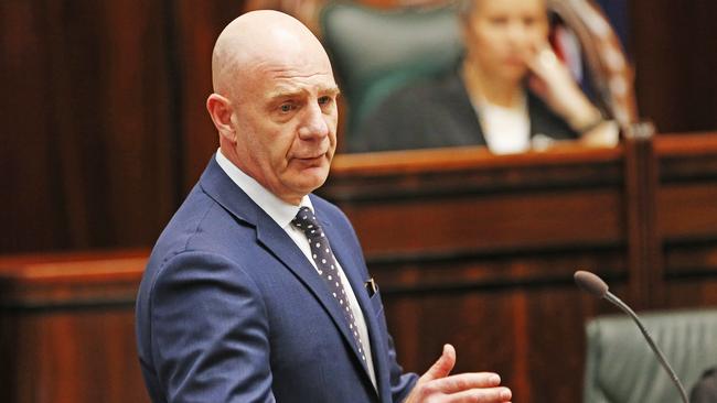 Premier Peter Gutwein during question time in State Parliament. Picture: ZAK SIMMONDS