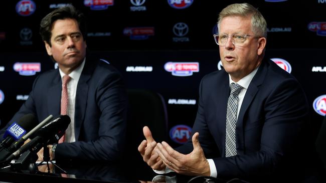 Gillon McLachlan says Steven Hocking’s job was “brutal”. Picture: AFL Photos/Getty Images