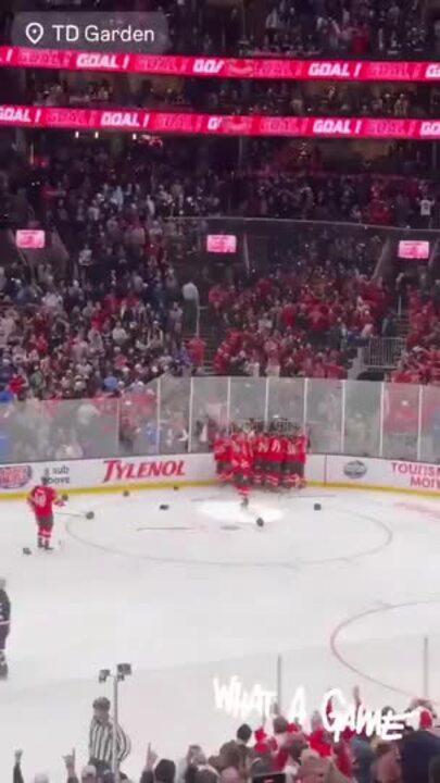 Canadian Hockey Team Celebrates Winning Goal in Game Against US