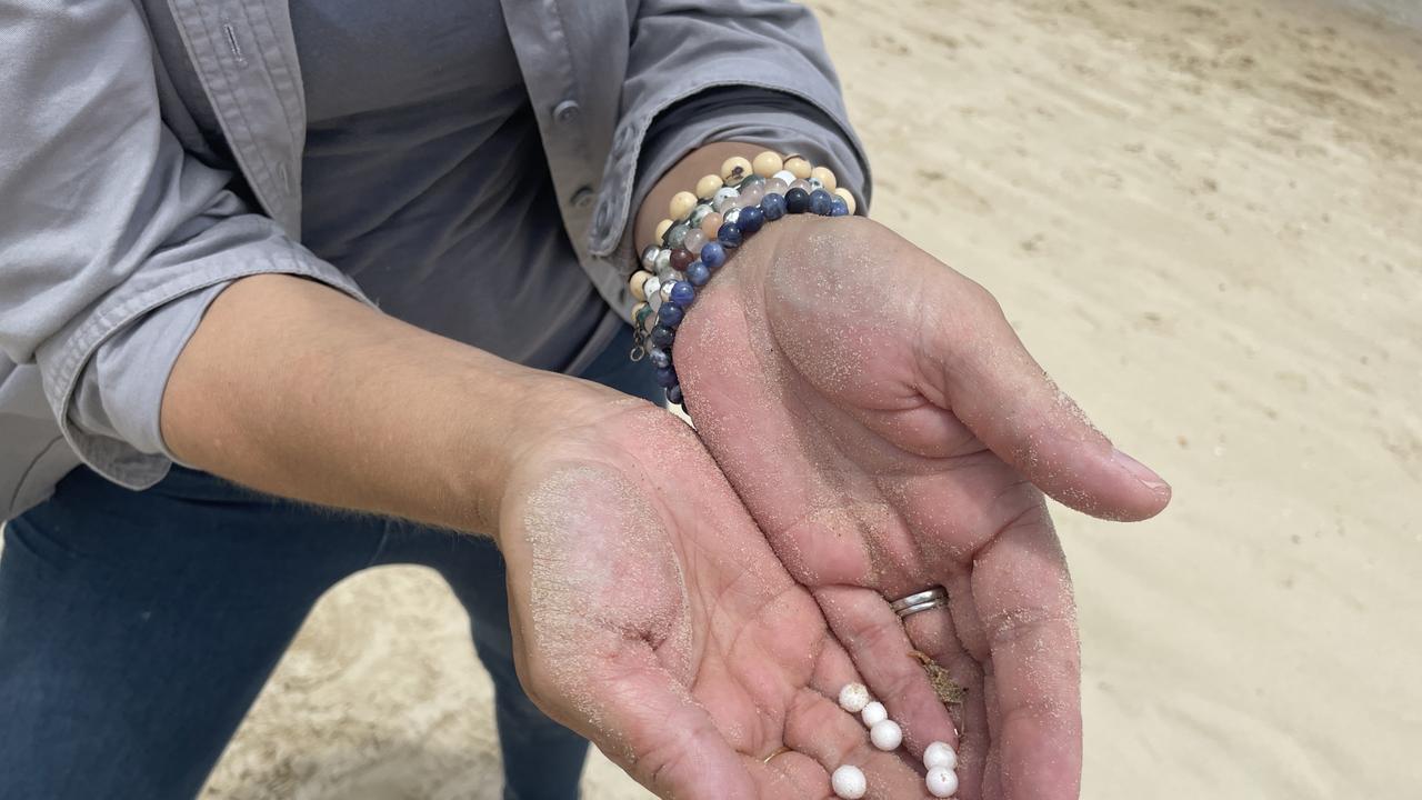 The tiny polystyrene balls washed up on beaches across the Sunshine Coast.