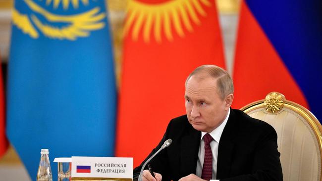 Russian President Vladimir Putin at a meeting of the leaders of the Collective Security Treaty Organisation member states at the Kremlin. Picture: AFP