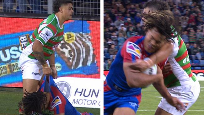 Latrell Mitchell was placed on report for a high tackle on Dominic Young.