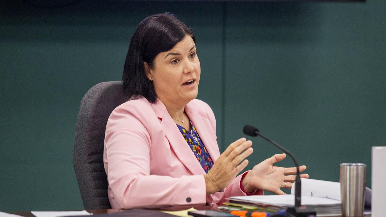 Chief Minister Natasha Fyles argued the Opposition should be using budget estimates hearings to ask questions about the budget, not about policy. Picture: Floss Adams.