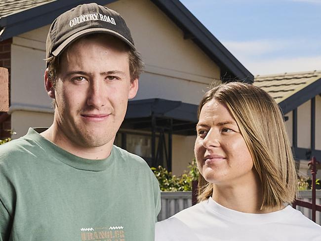 Matt Scroby and Chloe Roberts at home in Torrensville, Sunday, April 14, 2024. Picture: Matt Loxton