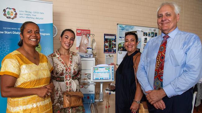 Health Minister Selena Uibo with Alexandra Pappas, Renee Pappas, and George Kalimnios. Picture: Pema Tamang Pakhrin