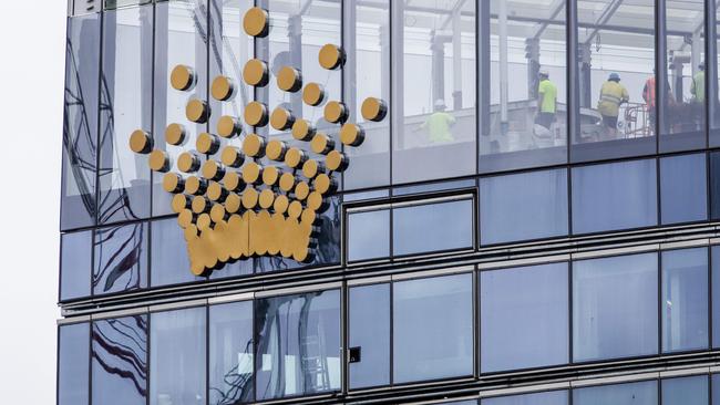 Workers are seen inside the Crown Casino and resort building in Barangaroo. Picture: NCA NewsWire/Jenny Evans