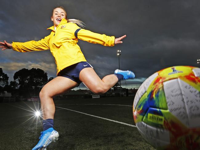 Former young Matildas representatives Aimee Medwin is excited the FIFA Women's World Cup is coming to Australia and New Zealand in 2023. Picture: Zak Simmonds