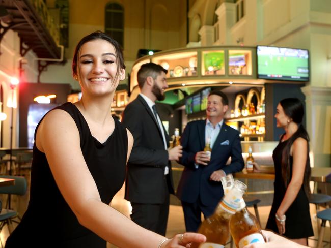 Shinae Martin toasts the relaunch of the LiveWire bar. Picture: Steve Pohlner