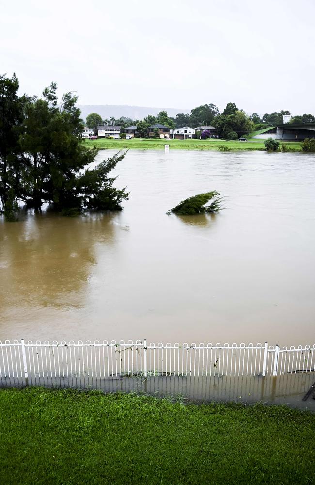 Nepean River from the balcony of homes in Bellevue Road Regentville NSW western Sydney affected by floods. Picture Darren Leigh Roberts