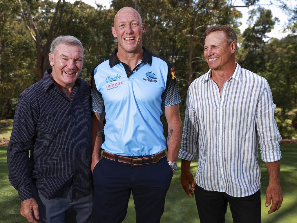 Gavin Miller, with new Sharks Coach, Craig Fitzgibbon and Andrew Ettinghausen. Picture: Justin Lloyd