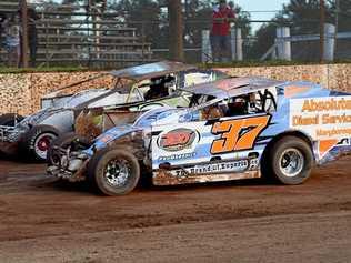 Phillip Roberts is one of the hot contenders in the Queensland title for V8 Dirt Modifieds at the Maryborough Speedway this weekend. Picture: Valerie Horton