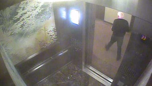 CCTV from the lift the Intercontinental Hotel in New York in August 2017.