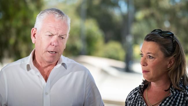 Commissioner Grant Stevens and his wife Emma in the aftermath of the tragedy. Picture: NCA NewsWire