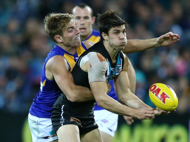 Angus Monfries is hopeful Port Adelaide will offer his a new deal. Picture: Sarah Reed