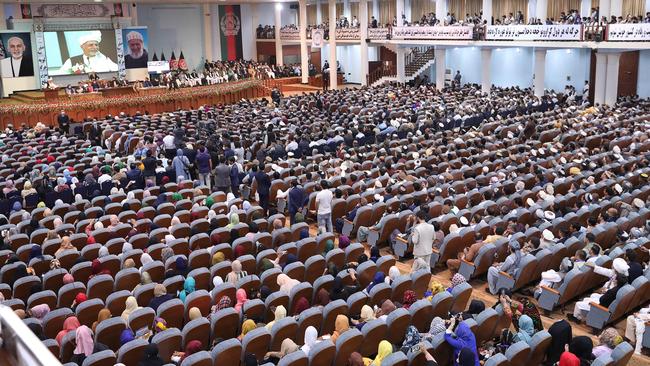 Members gather for the last day of the loya jirga in Kabul on Sunday. Picture: AFP