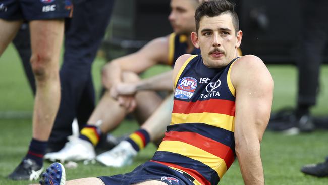 A dejected Taylor Walker after last year’s Grand Final loss. Picture: Sarah Reed