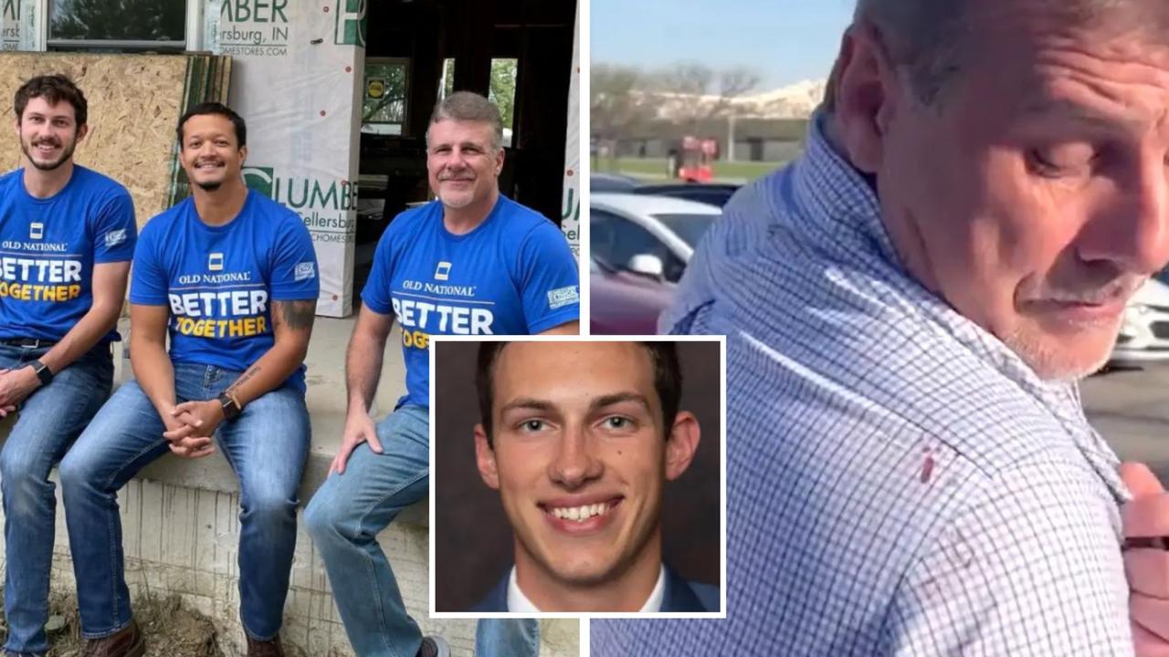 A chilling photo has emerged showing US bank shooter Connor Sturgeon grinning while posing next to a co-worker who would go on to escape the gunman’s rampage.