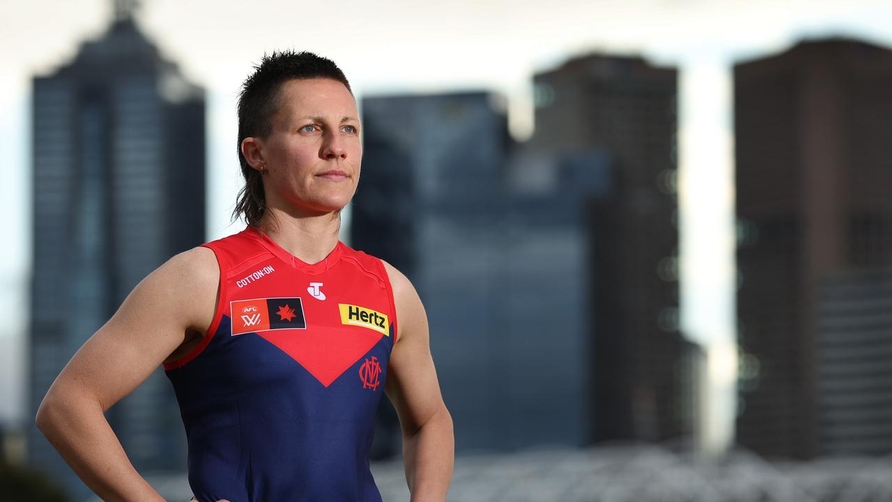 Paxman is Melbourne’s games record holder and a five-time All-Australian as she enters her ninth AFLW season. Picture: David Caird