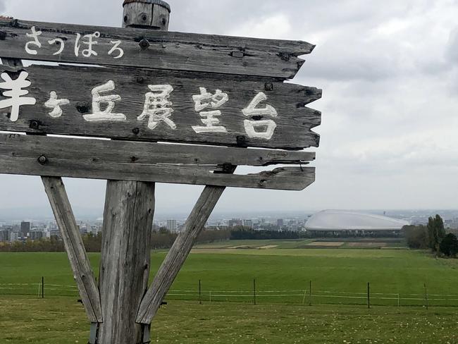 Hitsugigaoka Observation Hill overlooks Sapporo Dome. 