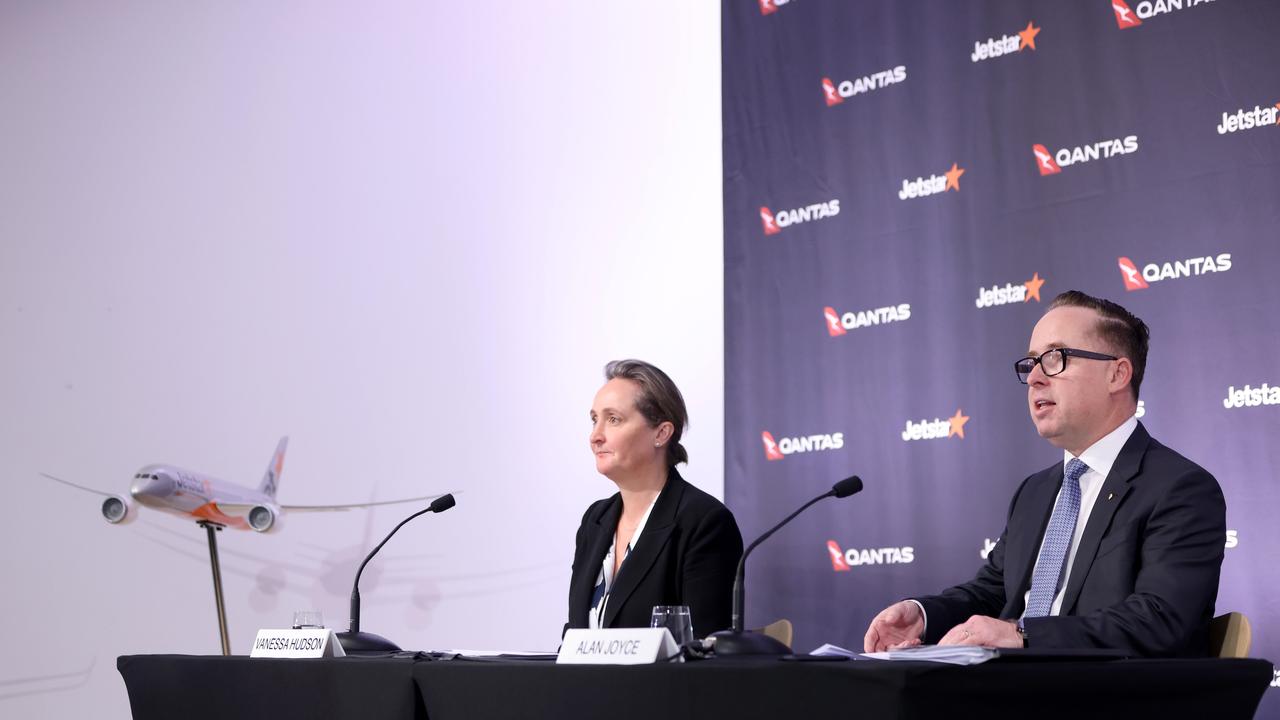 Grim figures on the airline’s losses were revealed by Mr Joyce and Qantas chief financial officer Vanessa Hudson on Thursday. Picture: NCA NewsWire / Damian Shaw