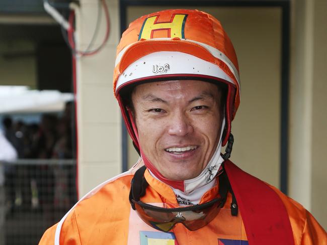 Masayuki Abe narrowly edged out Sylvester to win Race 3 riding War General at the Banana Industry Race Day, held at the Innisfail Turf Club. Picture: Brendan Radke