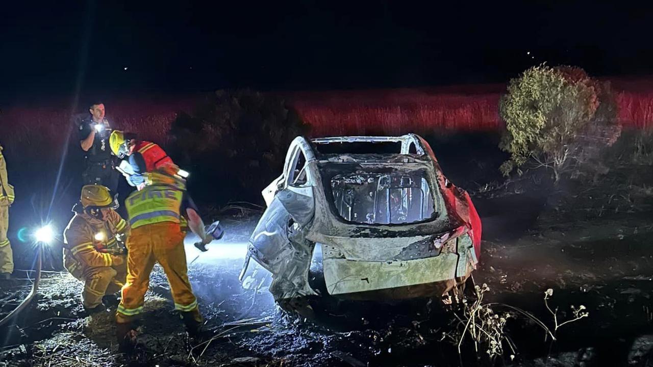 Tesla, grass fire on Plumpton Rd, Diggers Rest after wildlife swerve ...