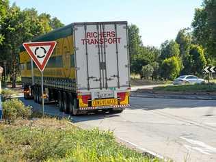 How the England's Rd roundabout looked to truckies before the recent vegetation clearing. Picture: Trevor Veale