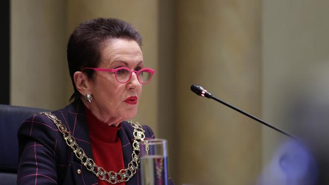 Mayor of Sydney City Clover Moore addresses council. Jane Dempster/The Australian