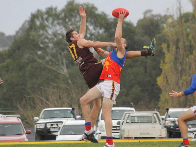 Adam Booth in the ruck for Mulgrave. Picture: Ashlee Bieniak