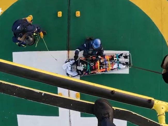 A man has been airlifted to safety after he had a medical episode on a ship off the coast of Noosa. Photo: RACQ LifeFlight