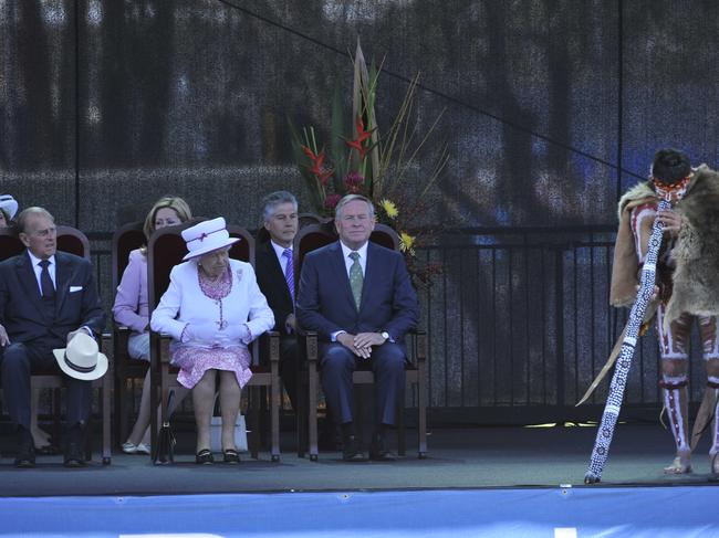 The Queen and Prince Philip at the BBQ on The Esplanade, Perth, during the Commonwealth Heads of Government Meeting on 29 October, 2011. Picture: Stewart Allen